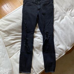 Hollister Black Ripped Ankle Jeans